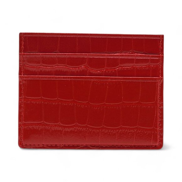Rockertype Cardholder Wallet Crocodile Embossed Italian Leather Red - Picture 2 of 4